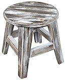 アンティーク調 木製 ミニ丸スツール ホワイト [直径26cm×高さ29cm]【OM-63W】