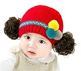 子供 ウィッグ付き ニット帽 赤ちゃん ニットキャップ キッズ ベビー 秋冬 女の子 帽子 ポンポン ヘアー