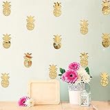 VancyTop Cute Gold Pineapple Mirror Effect Wall Stickers Home Kitchen Kids' Room Nursery Decoration 