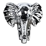 Benzara BM133886 Ceramic Elephant Head Wall Decor - Silver - 5.75 x 5.75 x 4.75 in.