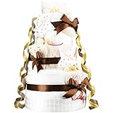 今治タオル imabari towel 出産祝い 日本製 オーガニック 豪華3段DX おむつケーキ 白銀 ファーストベビーシューズ (パンパーステープタイプＳサイズ)