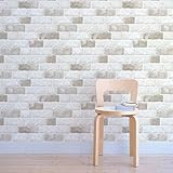 はがせるDIY 壁紙シール + ハリーステッカー ナチュラル ホワイト レンガ 煉瓦柄 約50cm巾×1m単位 メートル販売