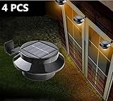 HowFine 4 PCS Sun Power Smart LED Solar Gutter Wall Security Night Light for Outdoor Permanent or Po