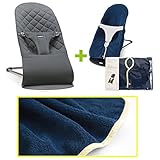 【今治タオルブランケットセットYE】babybjorn（ベビービョルン）バウンサー Bliss アンスラサイト（バウンサーカバーイエローストライプ）