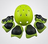 HORIZON 軽量 自転車 用 ヘルメット【S】＋キッズ プロテクター サイクリング スケート ジュニア 子供用 (緑)