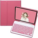 iPad Mini6 キーボードケース 2021 ipad mini 第六世代 8.3インチキーボードカバー 分離式 Apple Pencil収納 スタンド機能 薄型 手帳型 全面保護 お洒落 濃いピンク