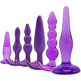 6PCS Medical Silicone Plug with T-bar Base Toys for Women and Men (Purple)