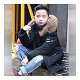 子供服　冬　ダウンジャケット　保温性よく　厚くする　ファッション　軽快　着心地良い　ブラック　170cm