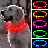 Weesiber 犬 光る首輪 - 充電式 LED 光る 犬 首輪 犬 散歩 ライト ペット 夜間 安全 お散歩 小型犬 中型犬 大型犬 犬用 ライト (赤い)