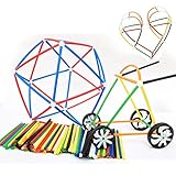 ストロー、sacowプラスチックストローブロックとホイールコンストラクタ酷使Enginnering Toys建物モデル教育玩具