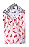 めんぷます田 赤ちゃんのガーゼおくるみ 大好き(レッド) 120×120cm 綿100% 日本製
