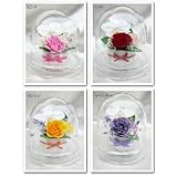 ドーム入り和風胡蝶蘭と薔薇のアレンジ　凛蝶　プリザーブドフラワー (パープルローズ)