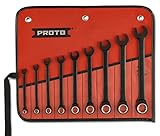 Stanley Proto JSCR-9S Proto 9-Piece Black Chrome Non-Reversible Combination Ratcheting Wrench by Sta