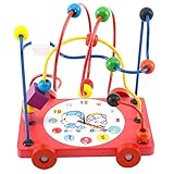 Happy Cherry　木製玩具　時間車　面白い積み木　縄で引っ張る玩具車　カラフル