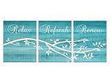 バスルーム壁アート、リラックスリフレッシュRenew Aqua Branches – bath103 16"x20" Unframed Photo Paper Posters BATH103-16x2