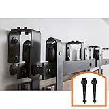 Homedecoハードウェア新しいスタイルモダン木製by Pass SlidingバーンドアハードウェアローラートラックSet forダブルドア 6 FT New style bypass ブラック 