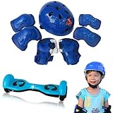 ヘルメットとプロテクターセット　Yumiki　子供用自転車ヘルメット　プロテクターセット　軽量　頭に優しい　可愛い自転車、スケート用子供ヘルメットプロテクター3点セット (ブルー)