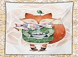 動物Fleece Throw Blanket Decor Cute Little Fox and Bird on HisヘッドTea Timeキッズ子供部屋Friends Babyテーマスローグリーン
