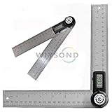 Wiysond 電子デジタル角度計 2 in 1 デジタル角度規 ステンレス鋼 360度200mmファインダー分度器と長さ測定
