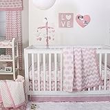 Pink Zig Zag and Elephant 4 Piece Baby Crib Bedding Set by The Peanut Shell by The Peanut Shell