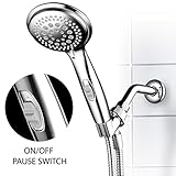 DreamSpa 9-setting high-power ultra-luxuryハンドヘルドシャワーヘッド特許取得済みon / off停止スイッチと5 – 7足Stretchableステンレススチ