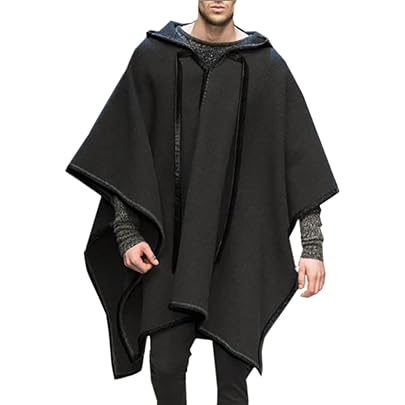 Amazon | [HAUTE] メンズ ポンチョ ケープ マント フード付き