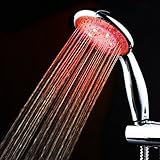 LEDMO LED Shower Head, 7 Colors gradually Changing, LED Rainbow Shower Head for Bathroom (Silver) [並