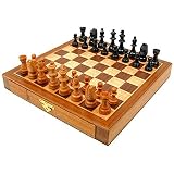 Elegant Inlaid Wood Cabinet with Staunton Wood Chessmen, Brown[並行輸入品]