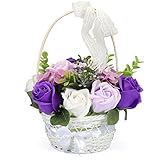 YOBANSA フレグランス ソープフラワー 創意花かごギフトボックス 誕生日　父の日　記念日　先生の日　バレンタインデー　昇進　転居など最適としてのプレゼント (紫色のバラ)