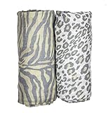 Babio Muslin & Bamboo Cotton Baby Swaddle Blanket Set - 47 inch x 47 inch - Taupe/White by Babio