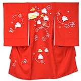 正絹 お宮参り着物 掛け着 お仕立て上がり品 女児 雪輪 小桜地紋 うさぎ 赤