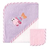Luvable Friends Hooded Towel and Washcloth, Purple Fish by Luvable Friends