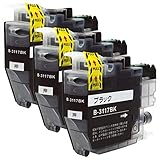 brother ブラザー LC3117(BK/ブラック)【3本セット】 最新 互換 インクカートリッジ 《ICチップ搭載・残量表示対応》 3
