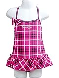 パニカム チェック柄 Aライン ワンピース キッズ ガールズ 女の子 子供 水着 ils-tg-1411 120 PINK