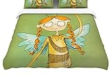 KESS InHouse Carina Povarchik "Urban Fairy Girl" Green Kids Featherweight Duvet Cover, 68" x 86" [並行