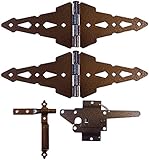木製フェンスハードウェア – Singleゲートキット – Hammered Bronze Finish (木製ゲートヒンジ、ラッチ)
