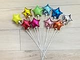 ミニバルーン スティック付き スター カラフル10色 10本セット【バルーン6.2cm 全長30cm】