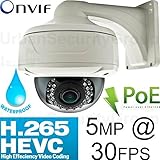 USG 5MP (3744x1408) @ 30FPS H.265 IP Dome with Bracket Security Camera: 2.8-12mm 5MP Lens, EXTERNAL 