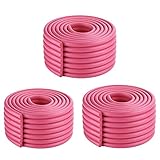 GeeSo ベビーガード 波型コーナークッション コーナーパッド けが防止 厚手 テープ付き2m 3本セット (W波型- 3本セット, Rose)