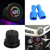 LEDディスプレイ電圧計 12V オートバイ 車のLEDデジタル 電圧計 防水 電圧ボルトメーターゲージ ブラック