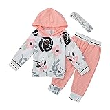 Tovadoo 子供服 女の子 パーカー＋ズボン+ヘアバンド セットアップ 花柄 ドット アンティーク調 長袖 秋冬 可愛い おしゃれ ファッション パーティー 保育園 旅行