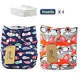 iZiv新生児2厚いおむつ付きオーガニック幼児防水/調整/再利用可能/洗えるポケット布おむつのフィット赤ちゃん0.5-3歳(カラー 3)