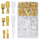 ギボシ端子 135個セット 汎用 防水 平型端子 絶縁スリーブ 圧着端子 接続端子 オス メス セット 配線接続 自動車 バイク 修理 加工 収納ケース付き (480個セット)