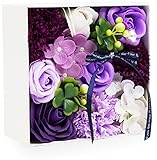 ハロウィン ソープフラワー 創意方形ギフトボックス 誕生日 母の日 記念日 先生の日 バレンタインデー 昇進 転居など最適としてのプレゼント (パープル-1)