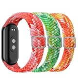 [Hoyong] コンパチブル Xiaomi Miband 8 Miband 9バンド 専用ベルト 【3枚入り】 柔らかいナイロン 編み込み Mi band 8 Mi band 9 替えベルト スポーツバンド シャオミ8/9 交換ストラップ サイズ調整でき (04赤+緑+橙（カラフル多彩）)