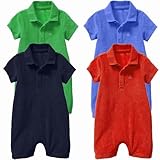 ＧＡＰ（ギャップ）baby GAP ロゴ入り ショート ワンピース カバーオール 半袖 襟付き（緑色・青色・紺色・朱色）【月齢：3ヶ月-1歳半】（並行輸入品） (12-18M（1歳～1歳半）, 緑色)