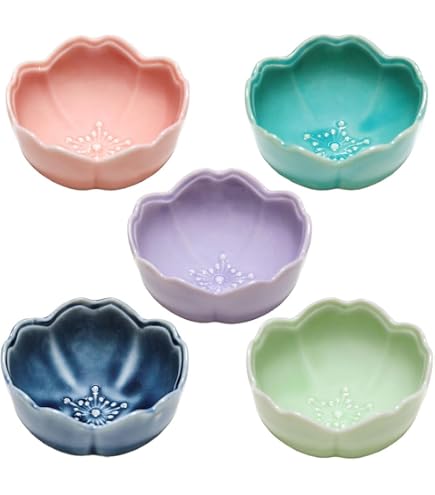 Amazon.co.jp: 深川製磁 青磁 花型小付揃（小鉢豆鉢）5客セット