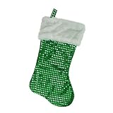 NorthLight 2 Assorted 18 in. Red And Green Sequin Stocking With Plush Cuff