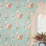 Blooming Flower田舎壁ヴィンテージフローラル壁紙ウォール壁画のリビング、寝室、キッチン、20.8 in32.8 Ft = 57平方フィート、s05グリーン/レッド One Double 