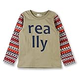 ブランシェス（branshes） ジャカード切替え長袖Tシャツ【ベージュ/（04）100cm】